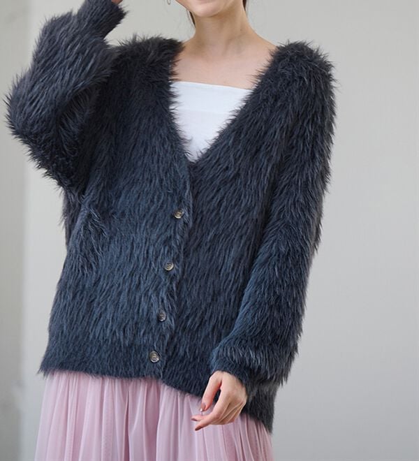 RANAN（ラナン）の「ロングフェザーシャギーオーバーカーデ（ニットカーディガン）」｜詳細画像