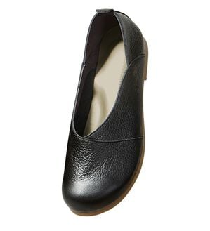 ルフラン（ルフラン）の「足指ゆったり５Ｅはだしシューズ（フラットシューズ）」｜ブラック(Vカット)