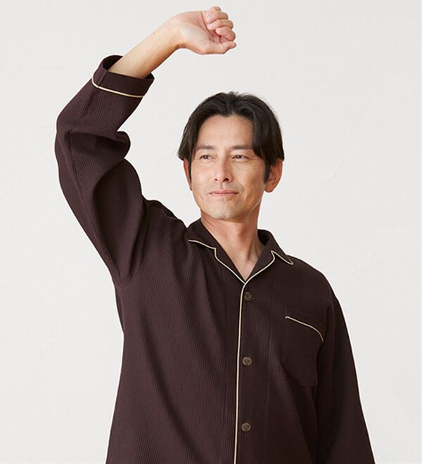 「＜ＧＯＯＤ　ＳＬＥＥＰ（Ｒ）＞綿１００％快眠設計ワッフルパジャマ（メンズルームウェア）」｜詳細画像