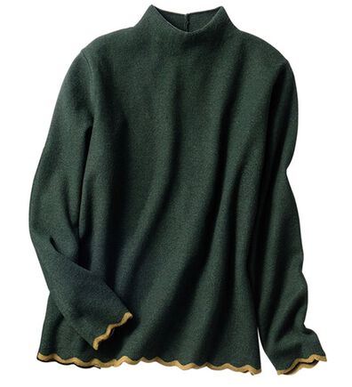 VINNO（ヴィノ）の「なめらかリッチ・配色スカラップニットプルオーバー（ニット・セーター）」