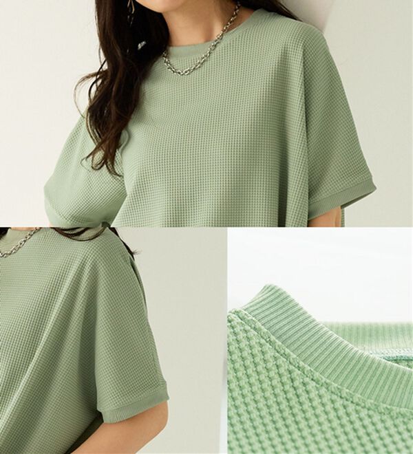 BELLUNA（ベルーナ）の「【快適Ｌａｂ．】ドライワッフル素材ドルマンプルオーバー（カットソー）」｜詳細画像