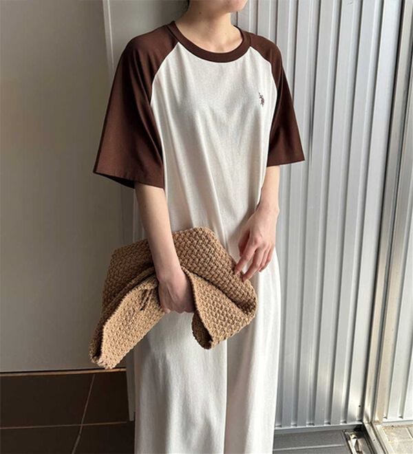 RANAN（ラナン）の「＜Ｕ．Ｓ．ＰＯＬＯ　ＡＳＳＮ．＞ラグランカットソーＡラインワンピース（カットソーワンピース）」｜詳細画像