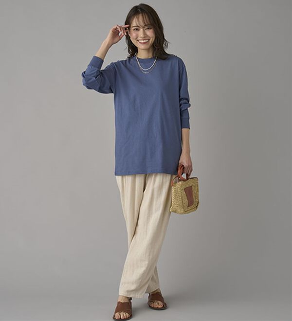 BELLUNA（ベルーナ）の「強撚綿１００％長袖プルオーバー（カットソー）」｜詳細画像