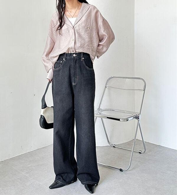 GeeRA（ジーラ）の「ハイウエストストレートデニム（ワイドパンツ・ガウチョ）」｜詳細画像