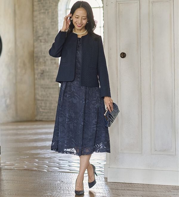 BELLUNA（ベルーナ）の「花柄オパール素材ワンピースアンサンブル（ワンピースセットスーツ）」｜詳細画像