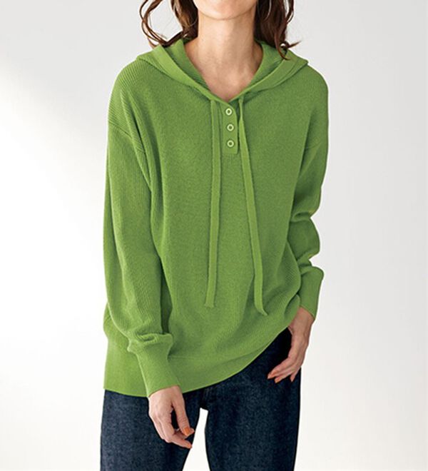 BELLUNA（ベルーナ）の「ゆるっと大人カジュアルあぜ編ニットフーディー（ニット・セーター）」｜詳細画像