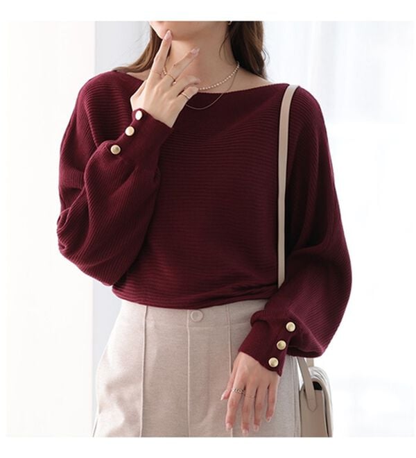 GeeRA（ジーラ）の「【長袖】袖ボタン付ドルマンニットトップス（ニット・セーター）」｜詳細画像