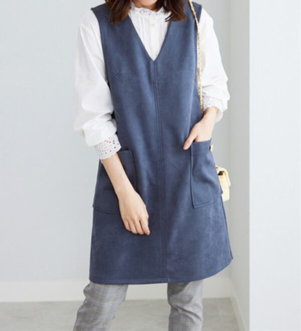 BELLUNA（ベルーナ）の「スエード調ボタンデザインジャンパードレス（ジャンパースカート）」｜詳細画像