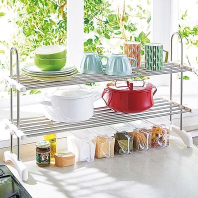 iellio（イエリオ）の「ステンレススライド式伸縮棚（キッチン整理用品）」