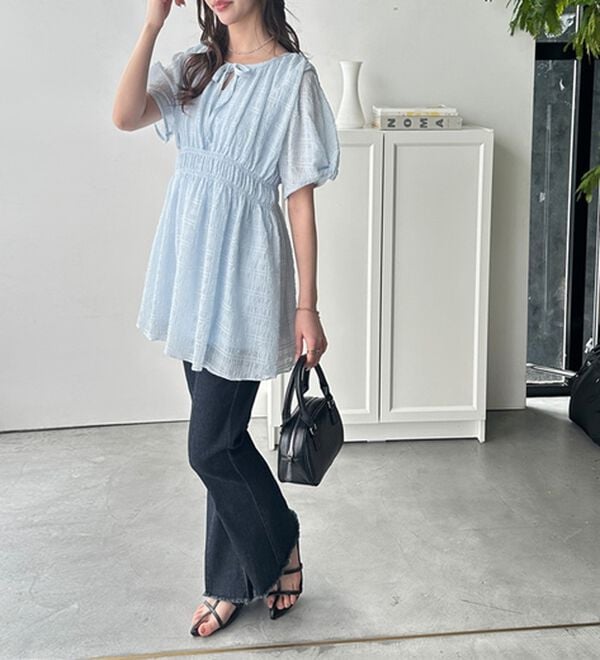 GeeRA（ジーラ）の「前後２ＷＡＹシャーリングチュニック（ブラウス）」｜詳細画像