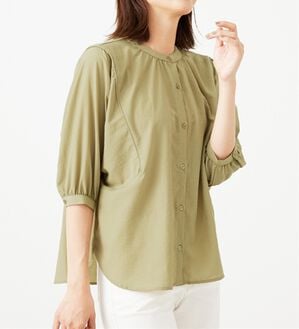 BELLUNA（ベルーナ）の「袖切替ドルマンデザインブラウス（ブラウス）」｜グリーン