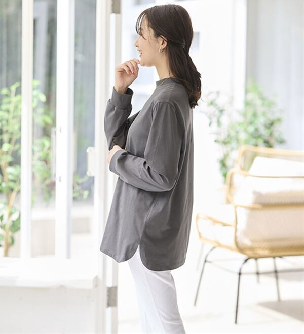 BELLUNA（ベルーナ）の「綿１００腰まわりゆったりリブデザインチュニック（チュニック）」｜詳細画像