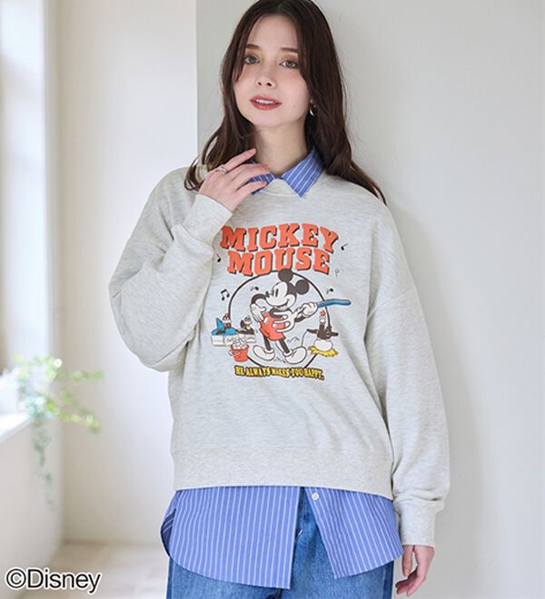 BELLUNA（ベルーナ）の「＜Ｄｉｓｎｅｙ＞【ミッキー】プリント裏毛ゆったりトレーナー（トレーナー・スウェット）」｜詳細画像