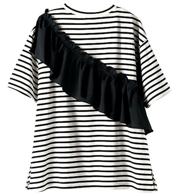 BELLUNA（ベルーナ）の「UVカット！フリル異素材切替プルオーバー（Tシャツ）」｜詳細画像