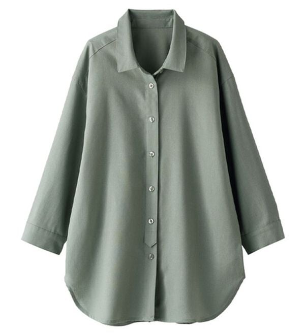 BELLUNA（ベルーナ）の「Ｓｍａｒｔ　Ｌｉｎｅｎ　ブレンドシャツ（シャツ）」｜カーキ