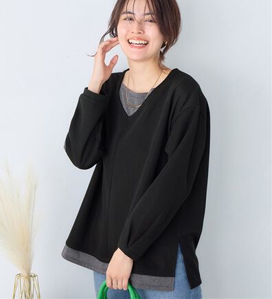 Viola e Viola（ヴィオラ エ ヴィオラ）の「微起毛あったかレイヤード風Ｖネックトップス（カットソー）」