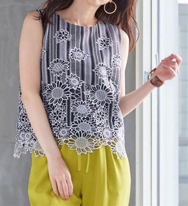 RANAN（ラナン）の「ひんやり！レース使いプルオーバー（ブラウス）」｜詳細画像