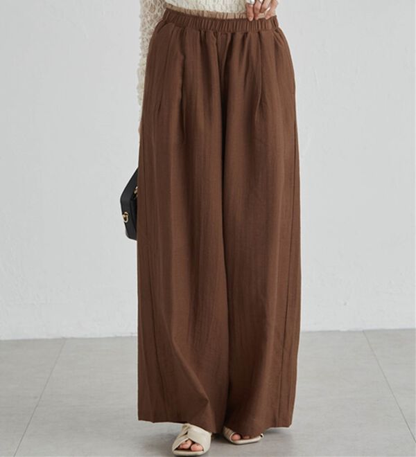 RANAN（ラナン）の「ダブルウエストシアーイージーパンツ（ワイドパンツ・ガウチョ）」｜詳細画像