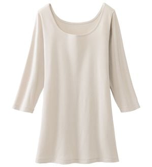 「素肌よろこぶオーガニックコットン７分袖（肌着・インナーウェア）」｜グレージュ