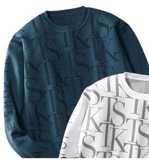 「＜ザ　ショップ　ティーケー＞軽量ストレッチロゴセーター（メンズニット・セーター）」｜ネイビー