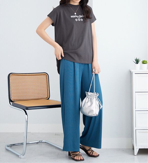 alotta（アロッタ）の「【マリクレール・スポーツ】モックネックギャザーＴシャツ（Tシャツ）」｜詳細画像