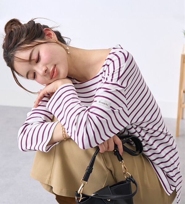 BELLUNA（ベルーナ）の「 ＜＆ｃｏｃｏｃｈｉ＞ハピネスコットン１００％ボーダープルオーバー（カットソー）」｜詳細画像