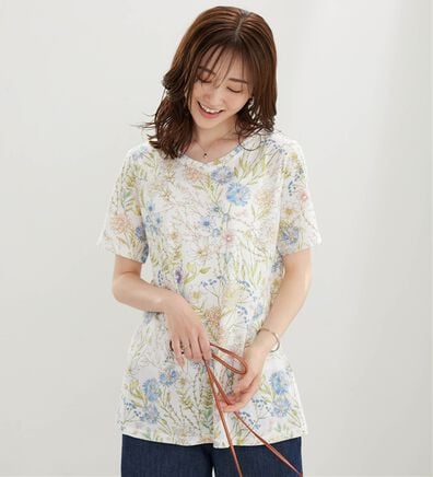 BELLUNA（ベルーナ）の「美人顔シルエット綿混プリントチュニック（チュニック）」