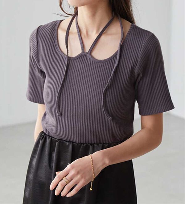 RANAN（ラナン）の「ホルターネックリブトップス（カットソー）」｜詳細画像