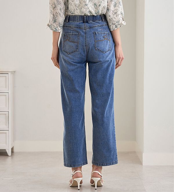 BELLUNA（ベルーナ）の「ヒンヤリ冷感！ライトオンスジーンズ（ワイド）（ワイドパンツ・ガウチョ）」｜詳細画像