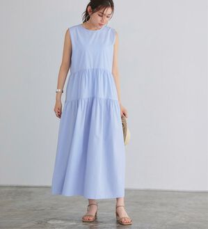 Pierrot（ピエロ）の「ラウンドティアードワンピース（カットソーワンピース）」｜ライトブルー
