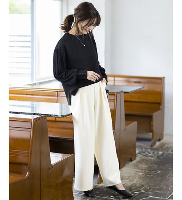 BELLUNA（ベルーナ）の「上品ツータックワイドパンツ（ワイドパンツ・ガウチョ）」｜詳細画像