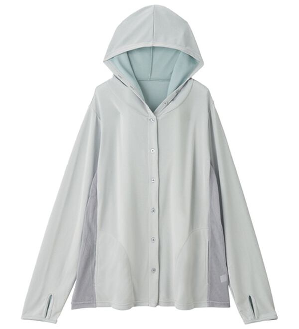 「ひんやり快適風が通るＵＶパーカー（パーカー）」｜ライトグレー