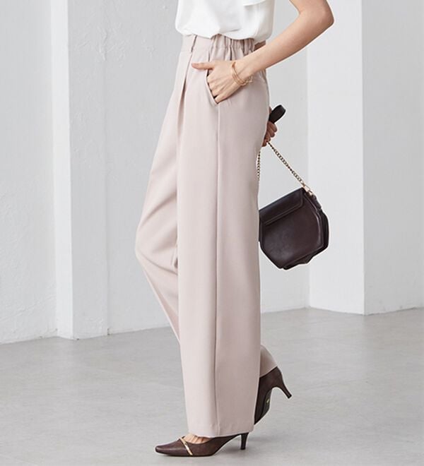 RANAN（ラナン）の「【選べる２丈】機能付！美脚シルエットセンタープレスワイドパンツ（フルレングスパンツ）」｜詳細画像