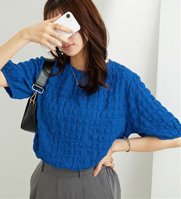 BELLUNA（ベルーナ）の「ポコポコ素材裾ドロストプルオーバー（カットソー）」｜詳細画像