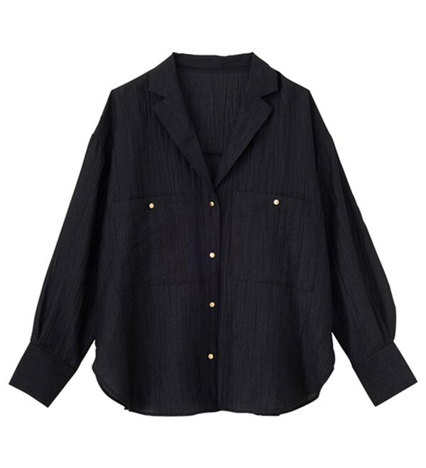 GeeRA（ジーラ）の「しぼ感素材開衿シャツ（シャツ）」｜詳細画像