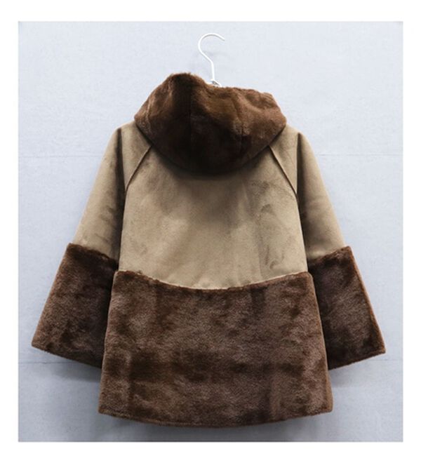 「フェイクファー切替デザインフードコート（ハーフコート）」｜詳細画像