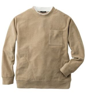 「１枚で様になるニットトレーナー（メンズトレーナー）」｜ベージュ