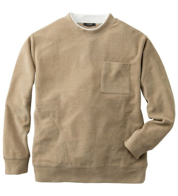 「１枚で様になるニットトレーナー（メンズトレーナー）」｜ベージュ