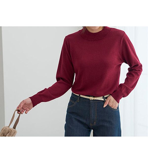 BELLUNA（ベルーナ）の「洗える！メリノウール１００％ハイネックセーター（ニット・セーター）」｜詳細画像