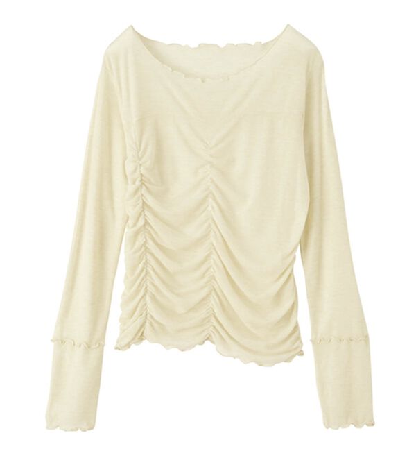 RANAN（ラナン）の「ギャザーデザインシアーTシャツ（Tシャツ）」｜詳細画像