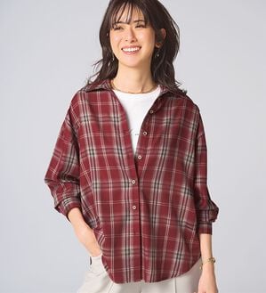 BELLUNA（ベルーナ）の「サラッと軽い！チェック柄シャツチュニック（シャツ）」｜詳細画像