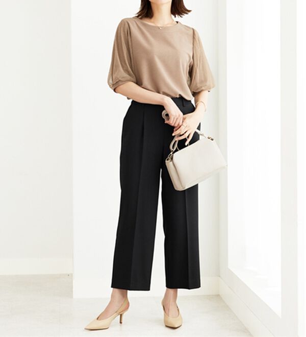 BELLUNA（ベルーナ）の「ラメチュール袖切替デザインプルオーバー（カットソー）」｜詳細画像