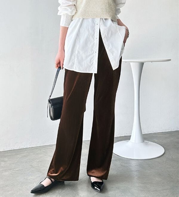 GeeRA（ジーラ）の「ベロアフレアパンツ（フルレングスパンツ）」｜詳細画像