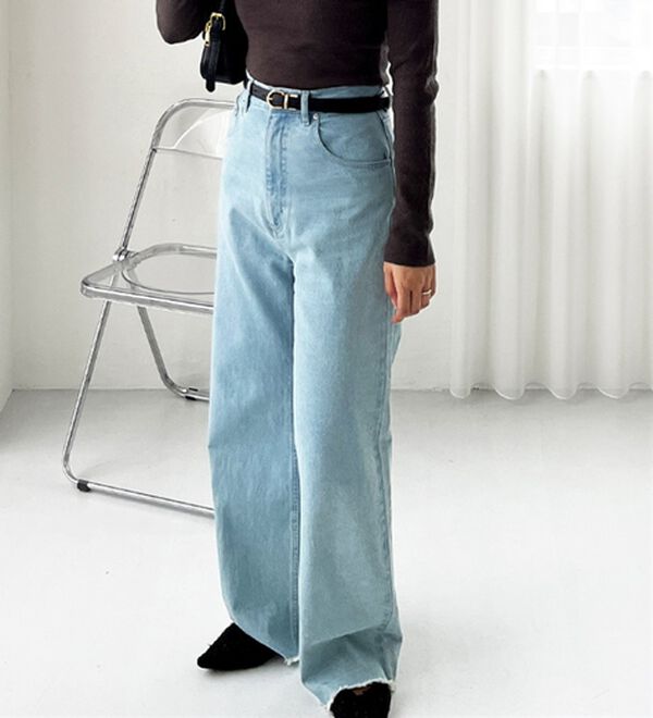 GeeRA（ジーラ）の「オリジナルパッチハイウエストデニム（ワイドパンツ・ガウチョ）」｜詳細画像