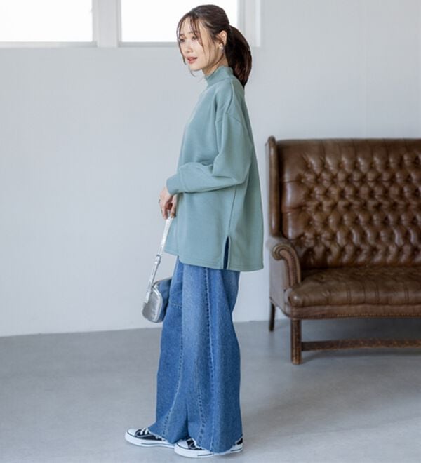 BELLUNA（ベルーナ）の「リブ使いがかわいい裏起毛トレーナー（チュニック）」｜詳細画像