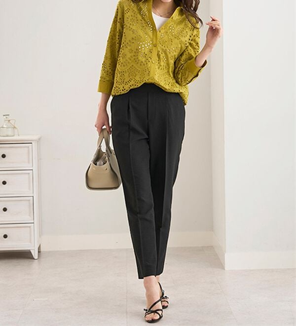 BELLUNA（ベルーナ）の「ヒンヤリ爽快！麻調ビンテージテーパードパンツ（テーパードパンツ）」｜詳細画像