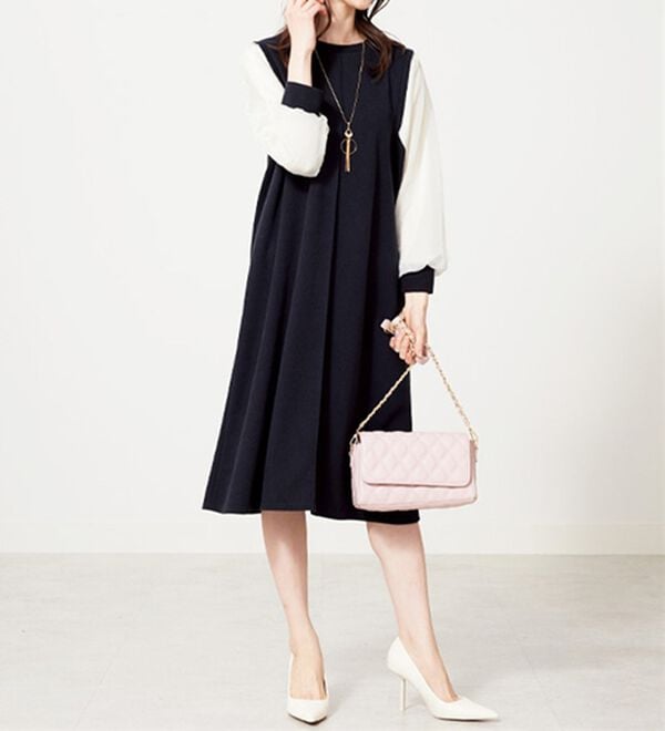 BELLUNA（ベルーナ）の「シアー袖デザインワンピース（その他ワンピース）」｜詳細画像