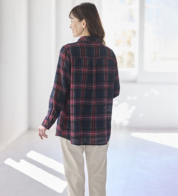 BELLUNA（ベルーナ）の「上品な印象のチェック柄多ボタンブラウス（チュニック）」｜詳細画像