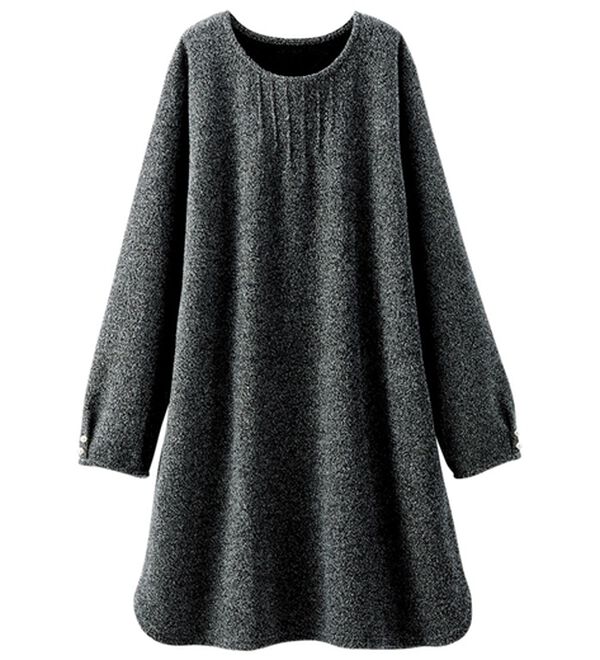 BELLUNA（ベルーナ）の「袖パールボタン付ツイード調ワンピース（チュニック）」｜詳細画像