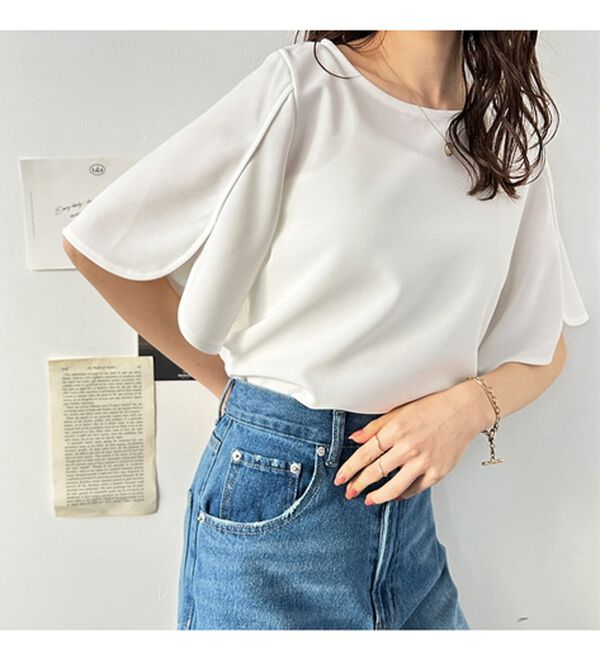 GeeRA（ジーラ）の「スリット入りフレアースリーブＴブラウス（ブラウス）」｜詳細画像